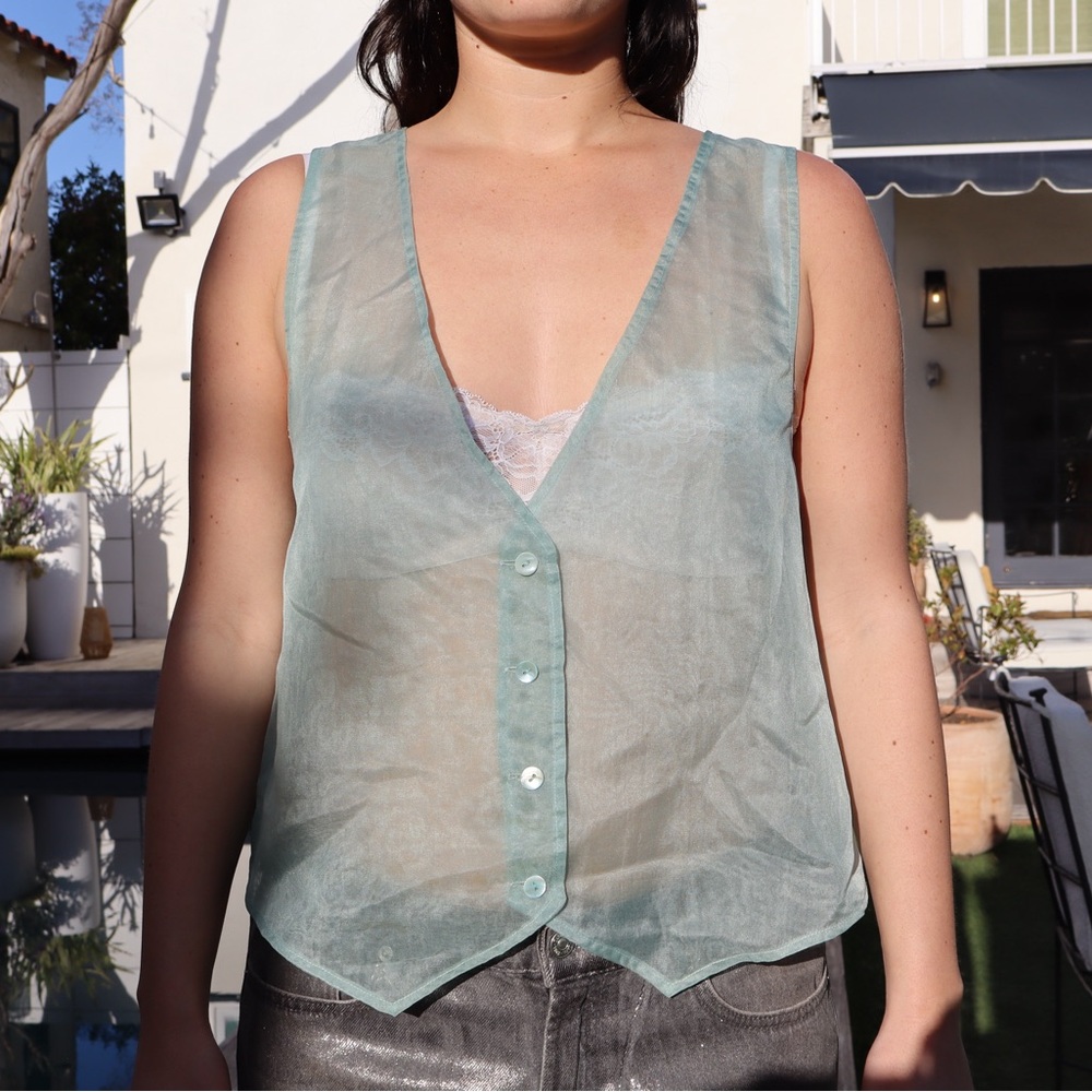 Free People Sheet Blue Vest